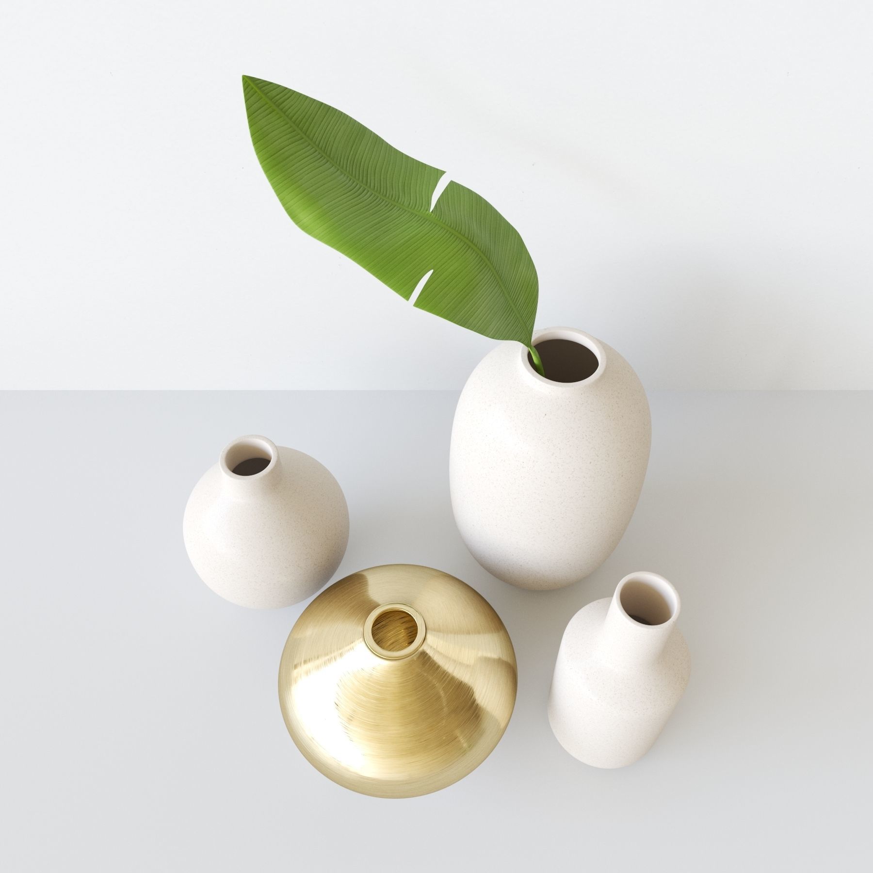 decorationset vase and leaf 3D model_10