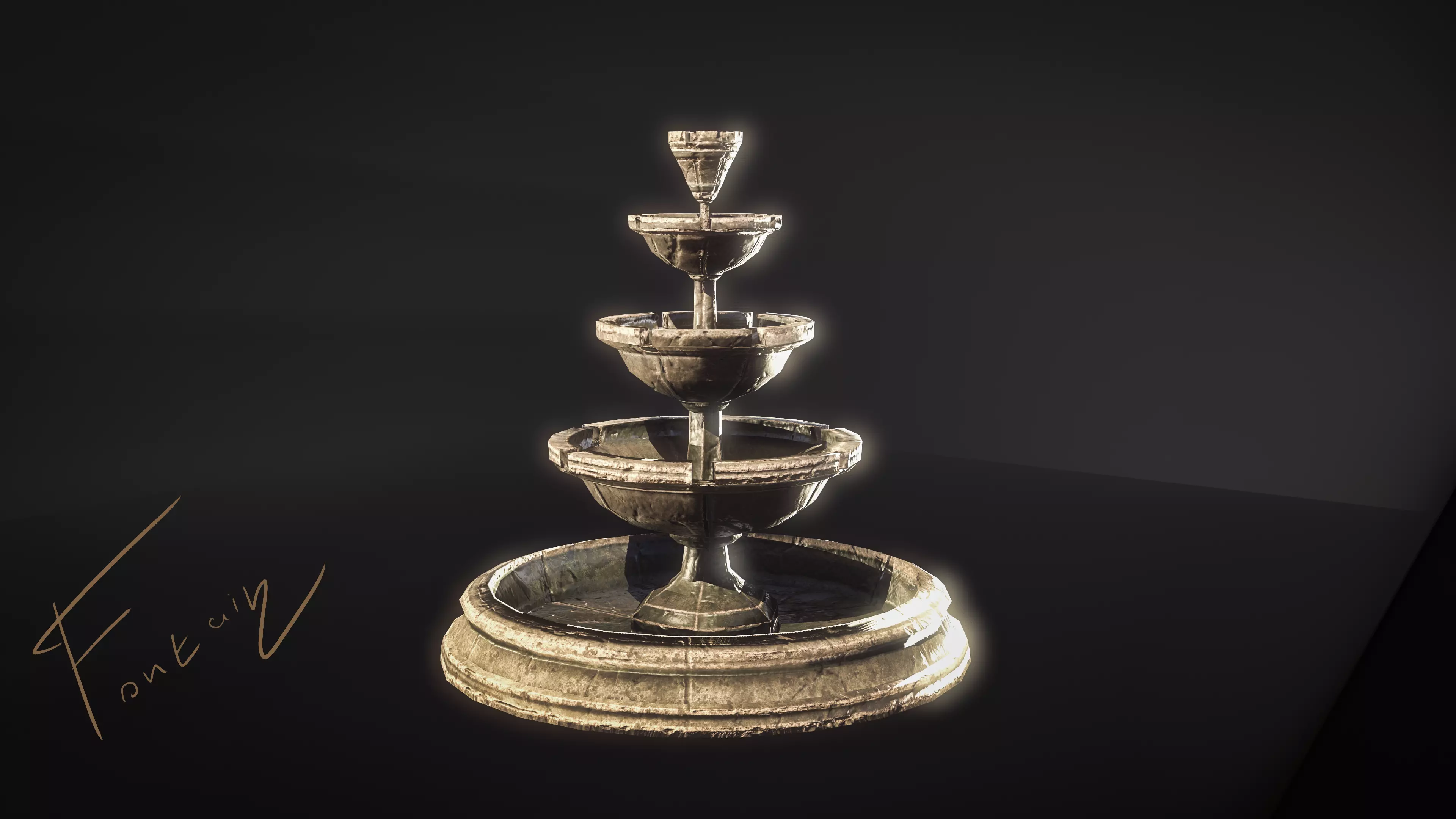 Old  Medieval Fountain  Free low-poly 3D model_0