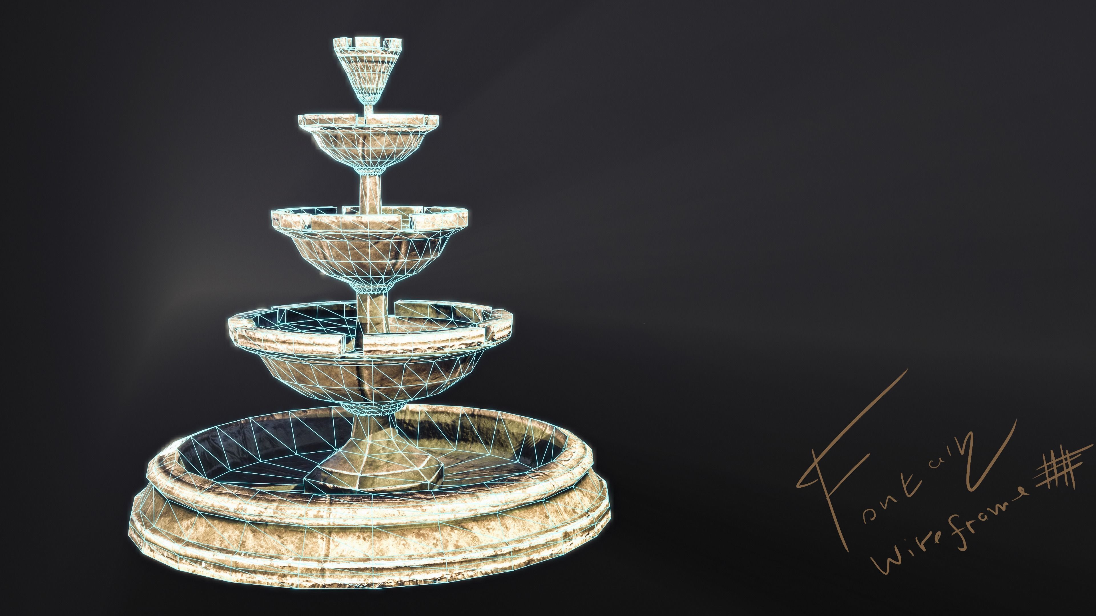 Old  Medieval Fountain  Free low-poly 3D model_3