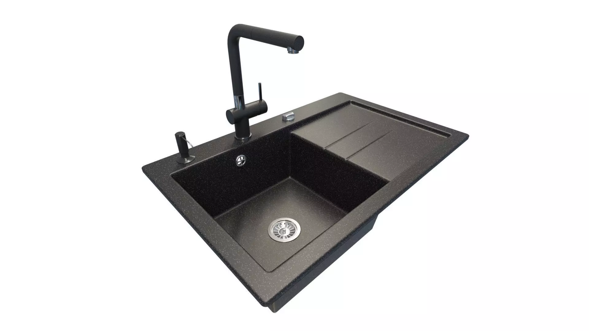 Kitchen sink with faucet 3D model_0