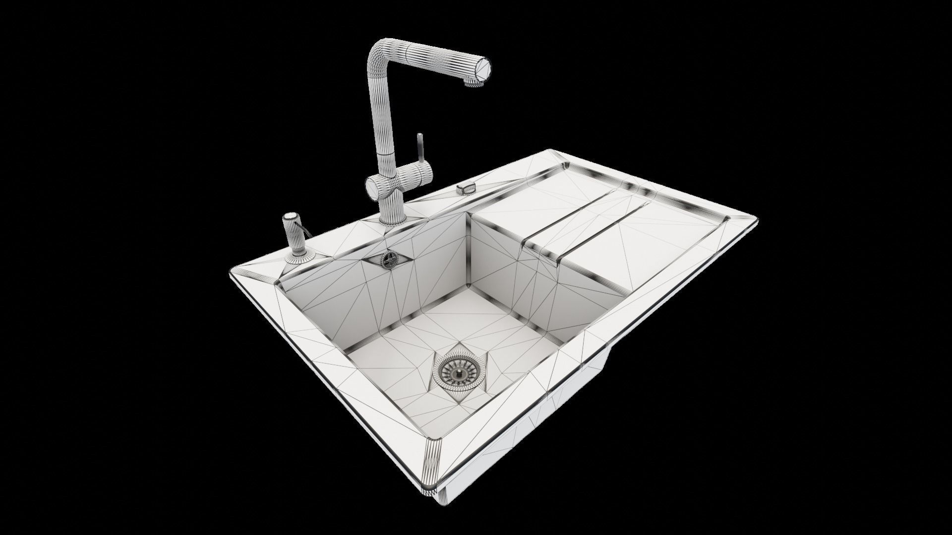 Kitchen sink with faucet 3D model_5