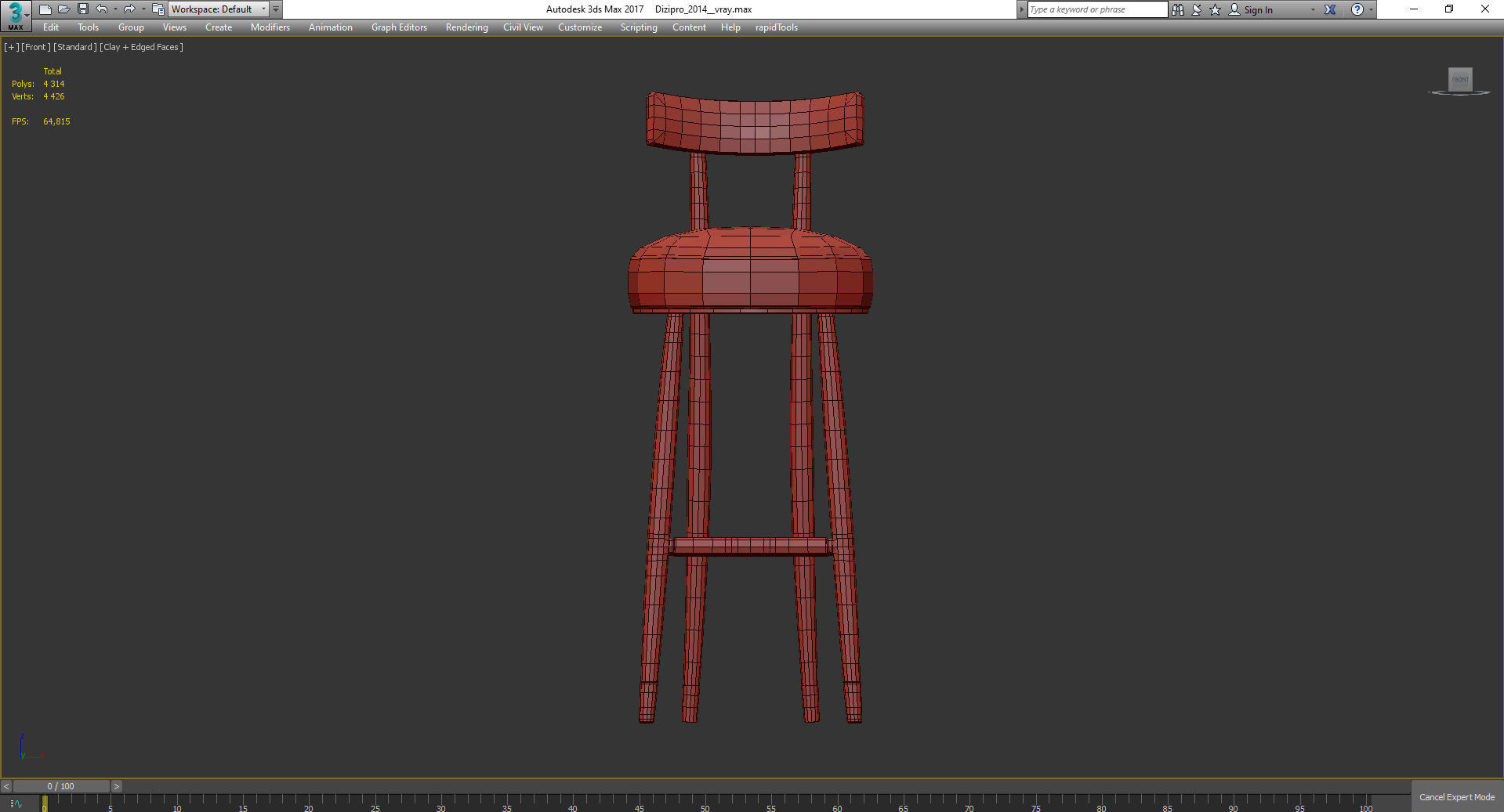 GILMORE BAR STOOL 3d model Low-poly 3D model_2