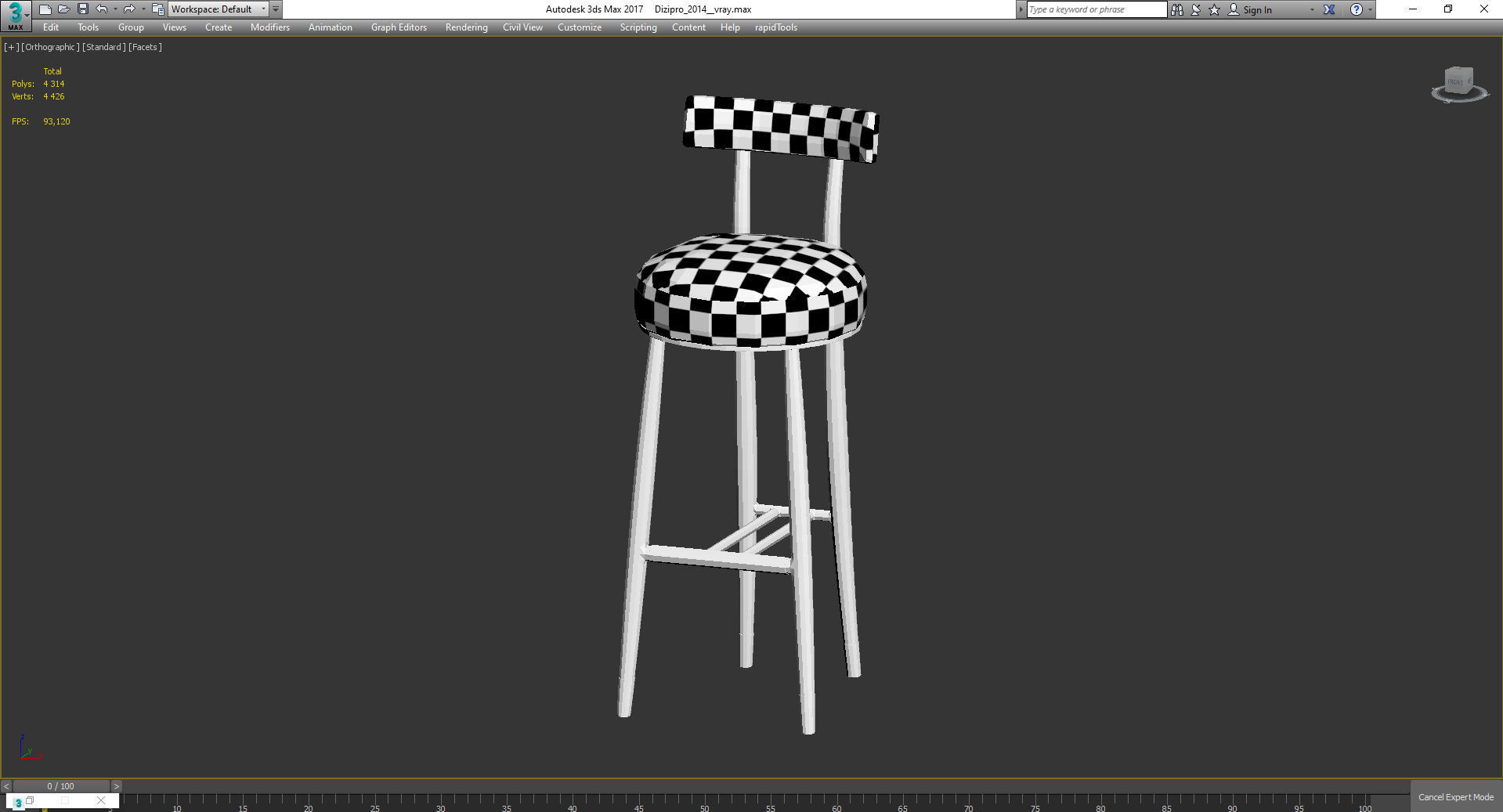 GILMORE BAR STOOL 3d model Low-poly 3D model_5