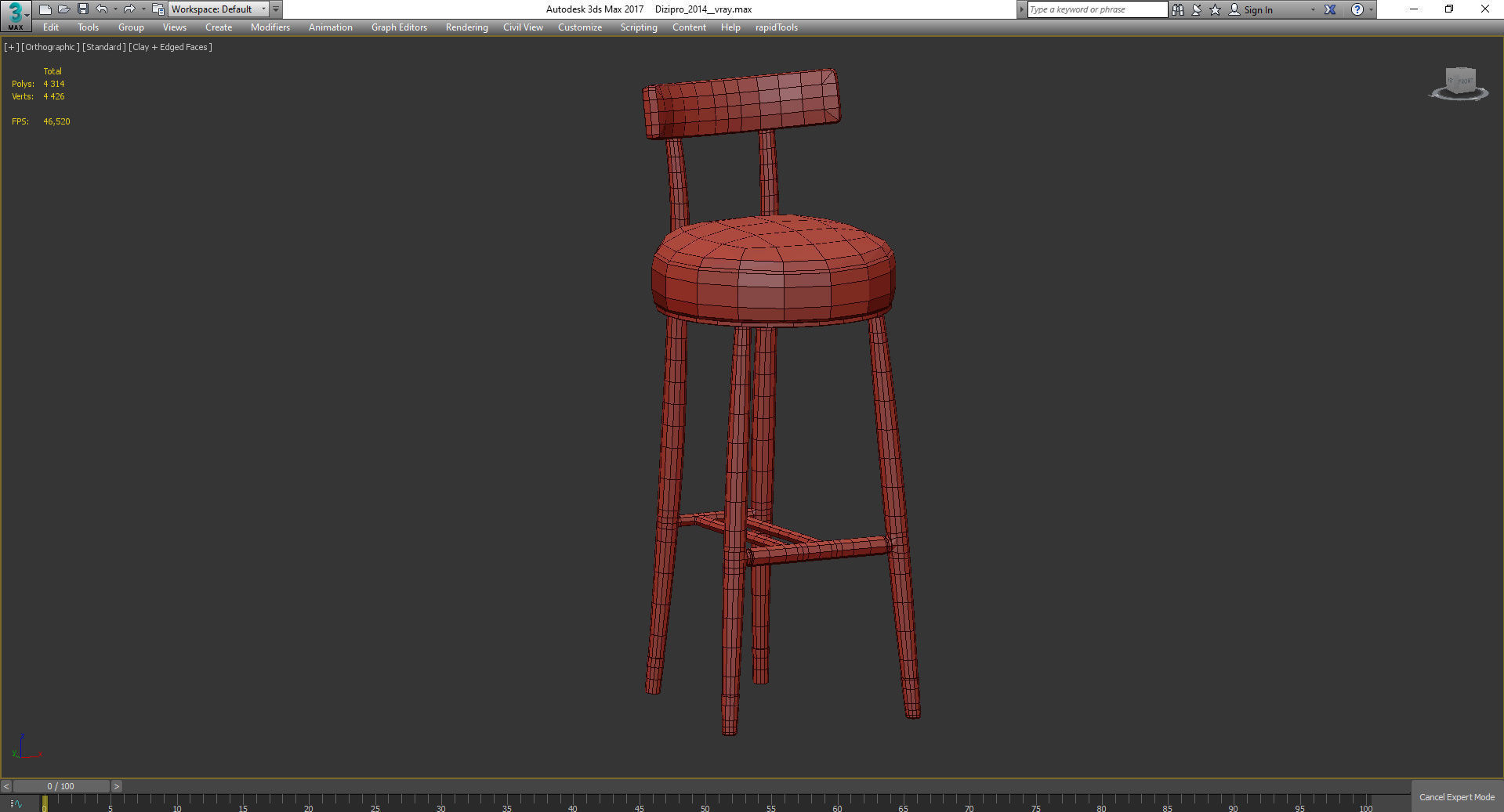 GILMORE BAR STOOL 3d model Low-poly 3D model_3