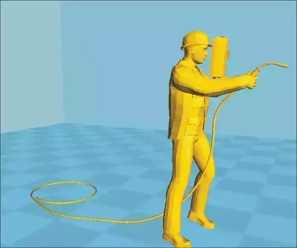 diorama model construction worker holding hose 3D print model