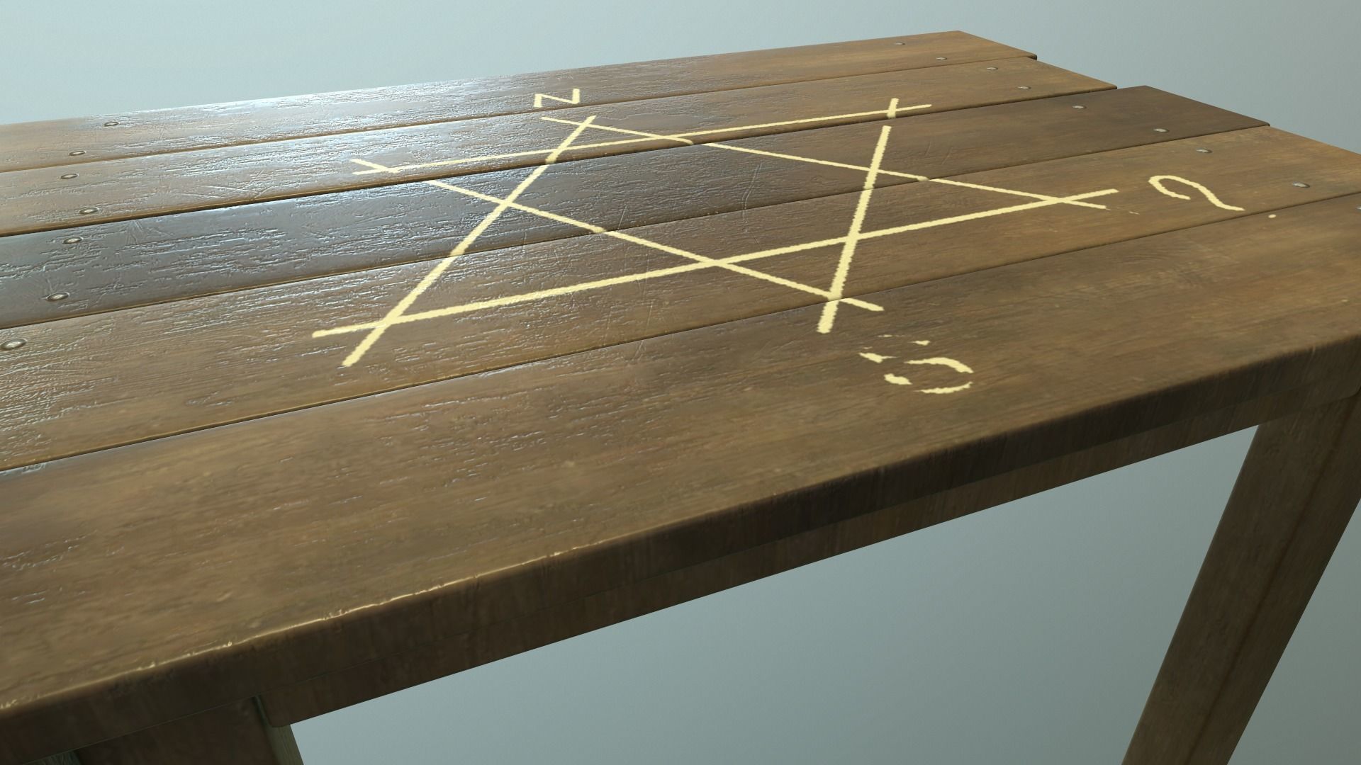 wood table Low-poly 3D model_3