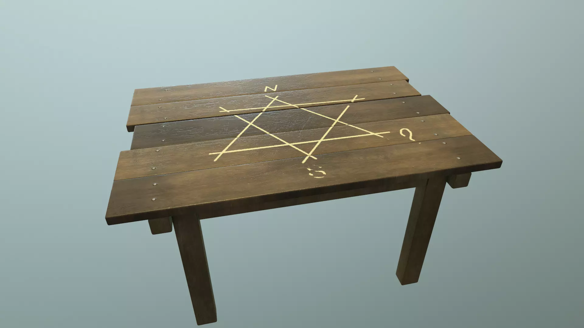 wood table Low-poly 3D model_0