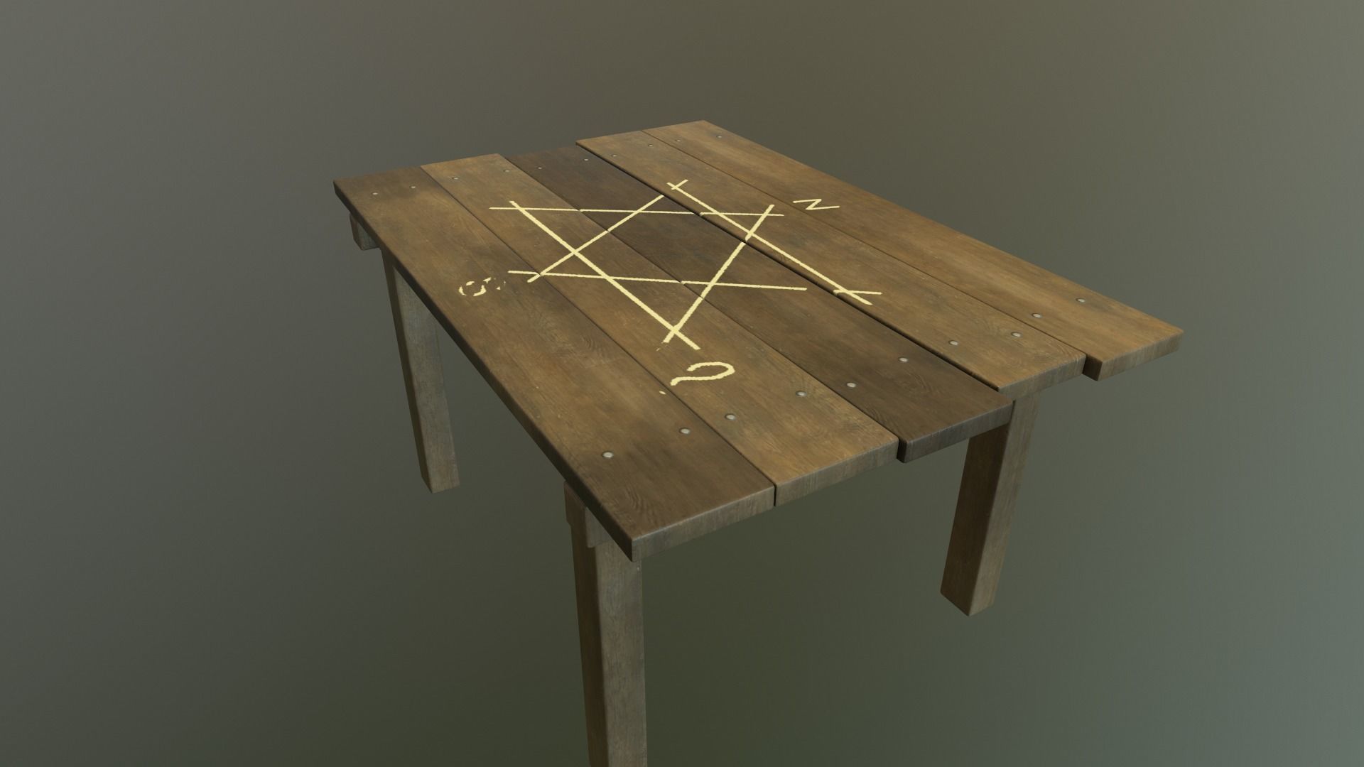 wood table Low-poly 3D model_4