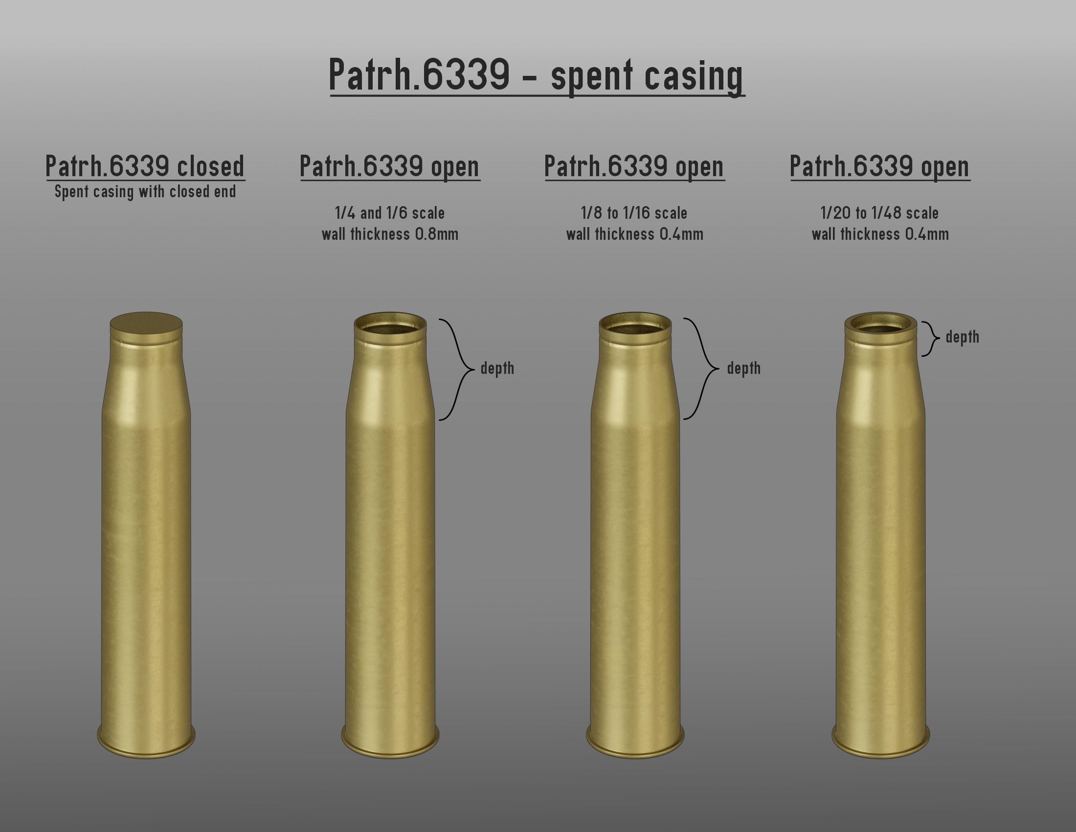 75mm KwK 40 - Stuk 40 Patronen --- 1-4 to 1-48 scale models --- 3D print model_4