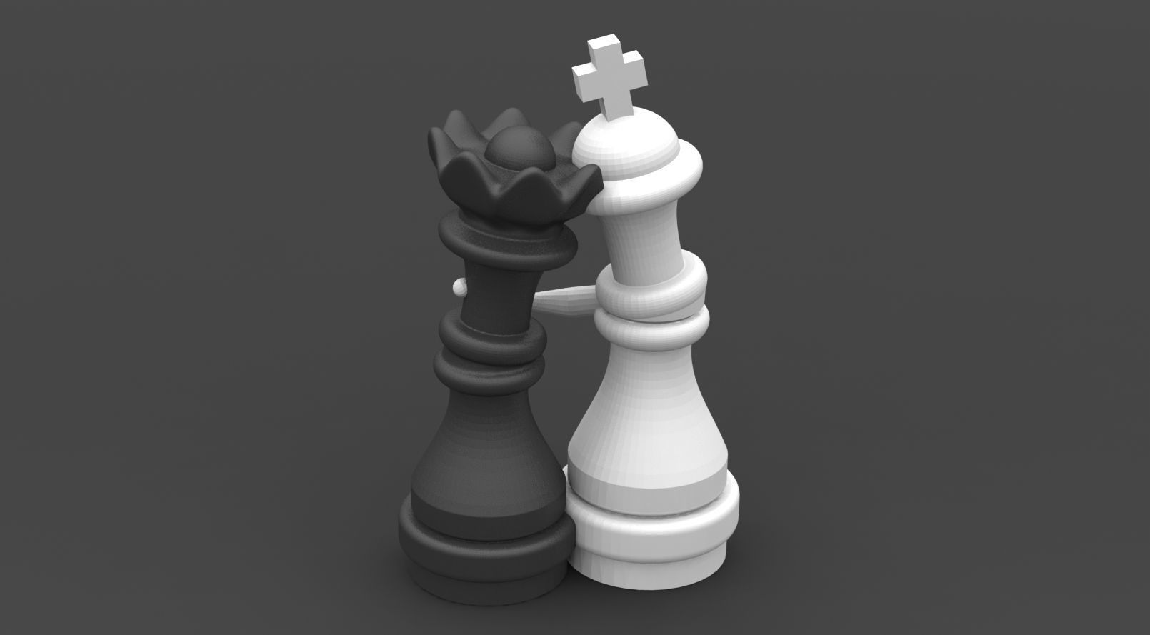 KING AND QUEEN LOVE CHESS 3D print model_2