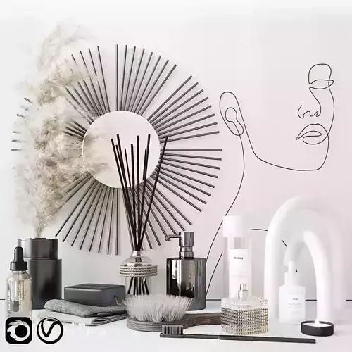 Bathroom set with face sculpture 3D model