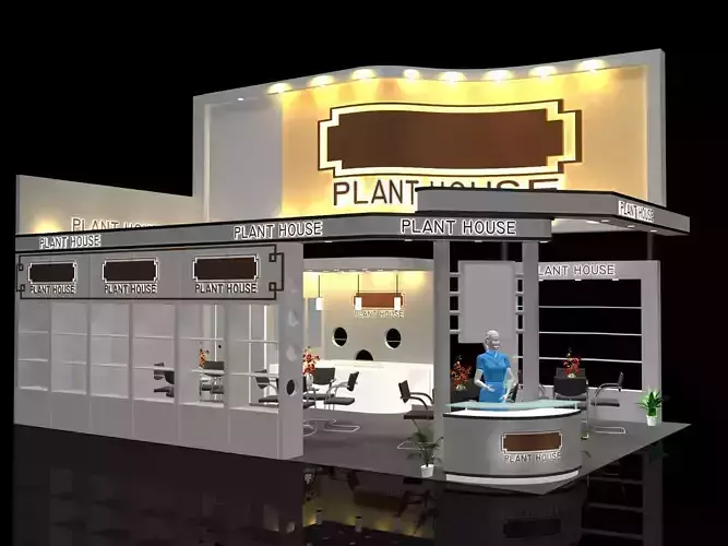 exhibition stall design 09x06 3 side open 3D model