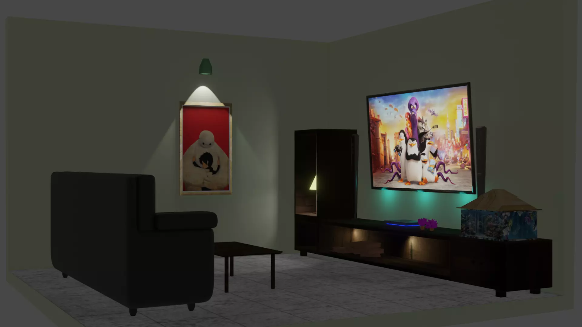 Simple TV Room Free 3D model