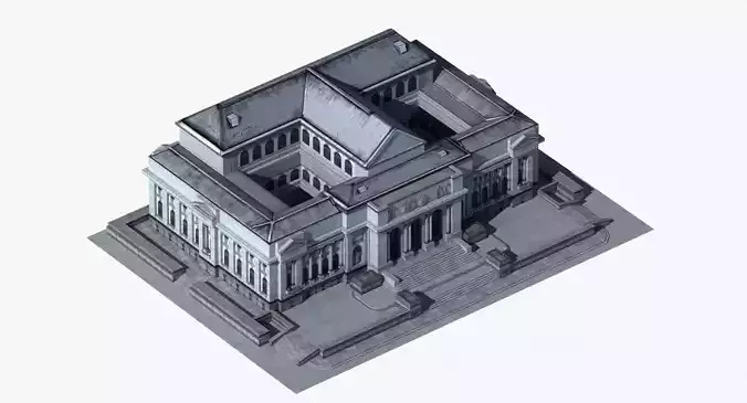 Classic Civic Building - NY Library Low-poly 3D model