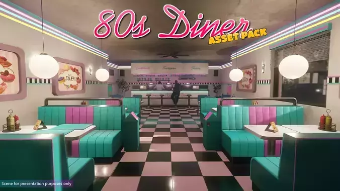 Low-Poly 80s Diner Pack Low-poly 3D model