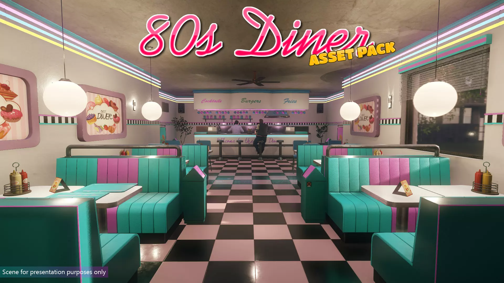 Low-Poly 80s Diner Pack Low-poly 3D model_0