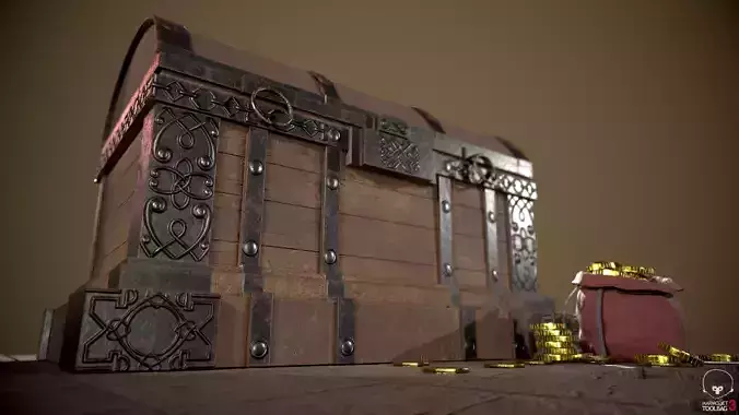 Low Poly Medieval Treasure Chest 