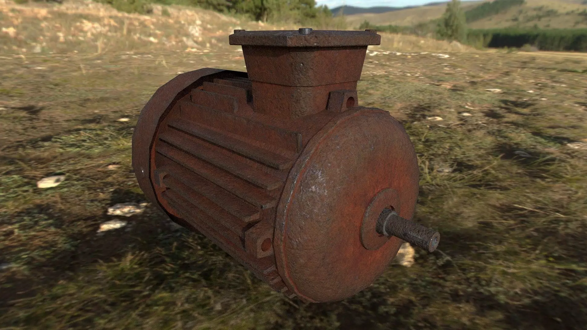 Post-Apocalyptic Motor Low-poly 3D model_0