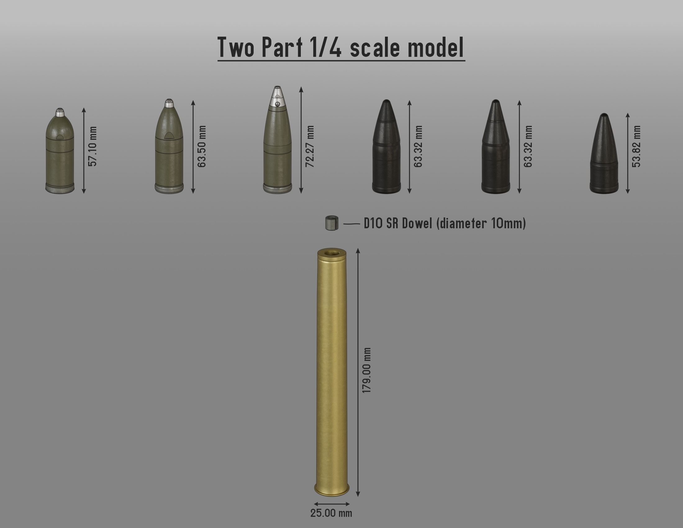 75mm Pak 40 Patronen --- 1-4 to 1-48 scale models --- 3D print model_2