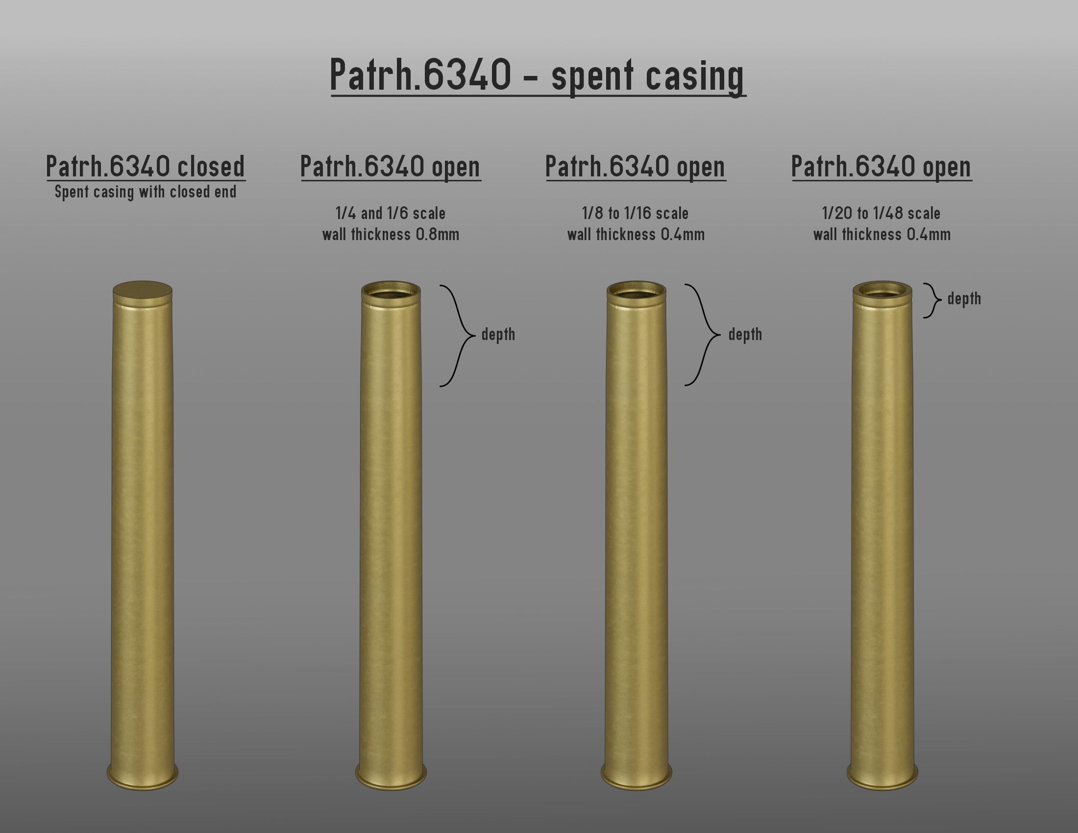 75mm Pak 40 Patronen --- 1-4 to 1-48 scale models --- 3D print model_5