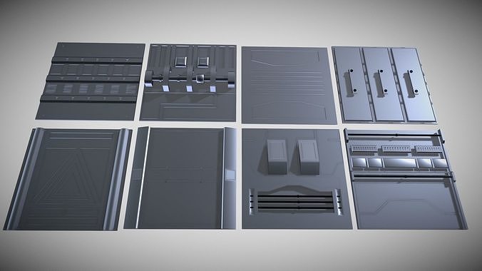 Sci-fi Panel Pack Low-poly 3D model