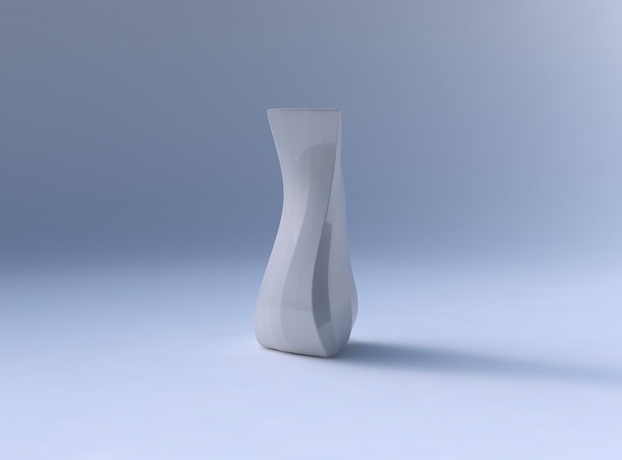 Vase twist puffy bent triangle with bands 3D print model_4