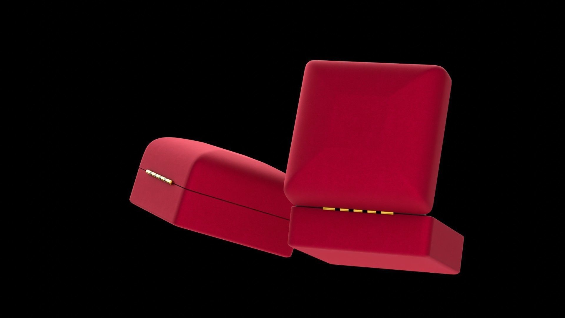 Red Velvet Jewelry Ring Box Open and Closed 3D model_5