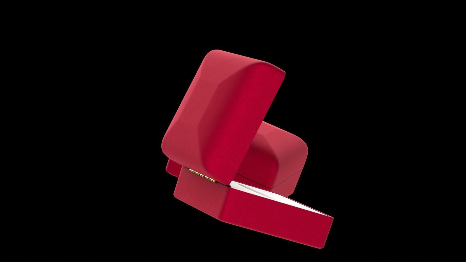Red Velvet Jewelry Ring Box Open and Closed 3D model_6