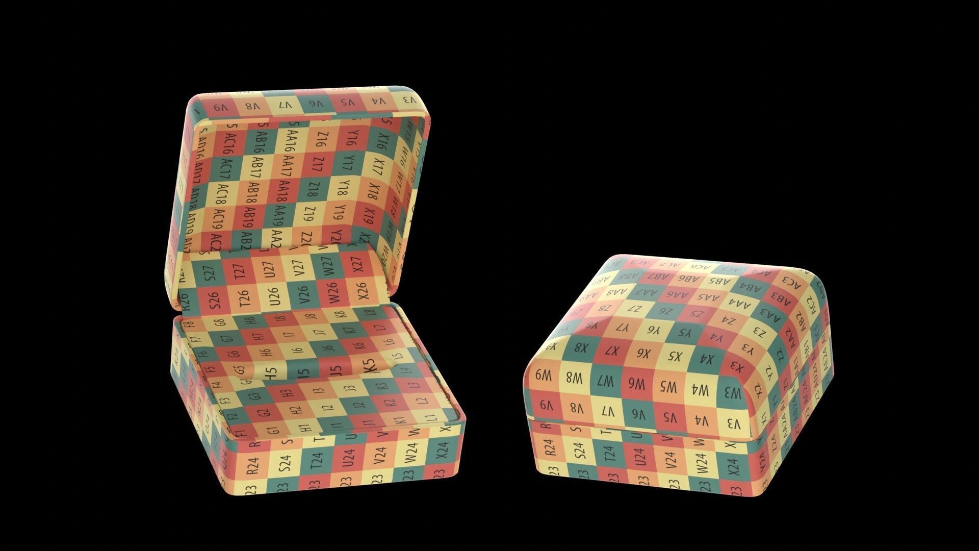 Red Velvet Jewelry Ring Box Open and Closed 3D model_8