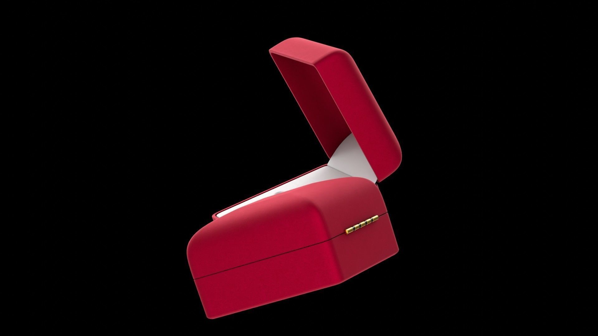 Red Velvet Jewelry Ring Box Open and Closed 3D model_2