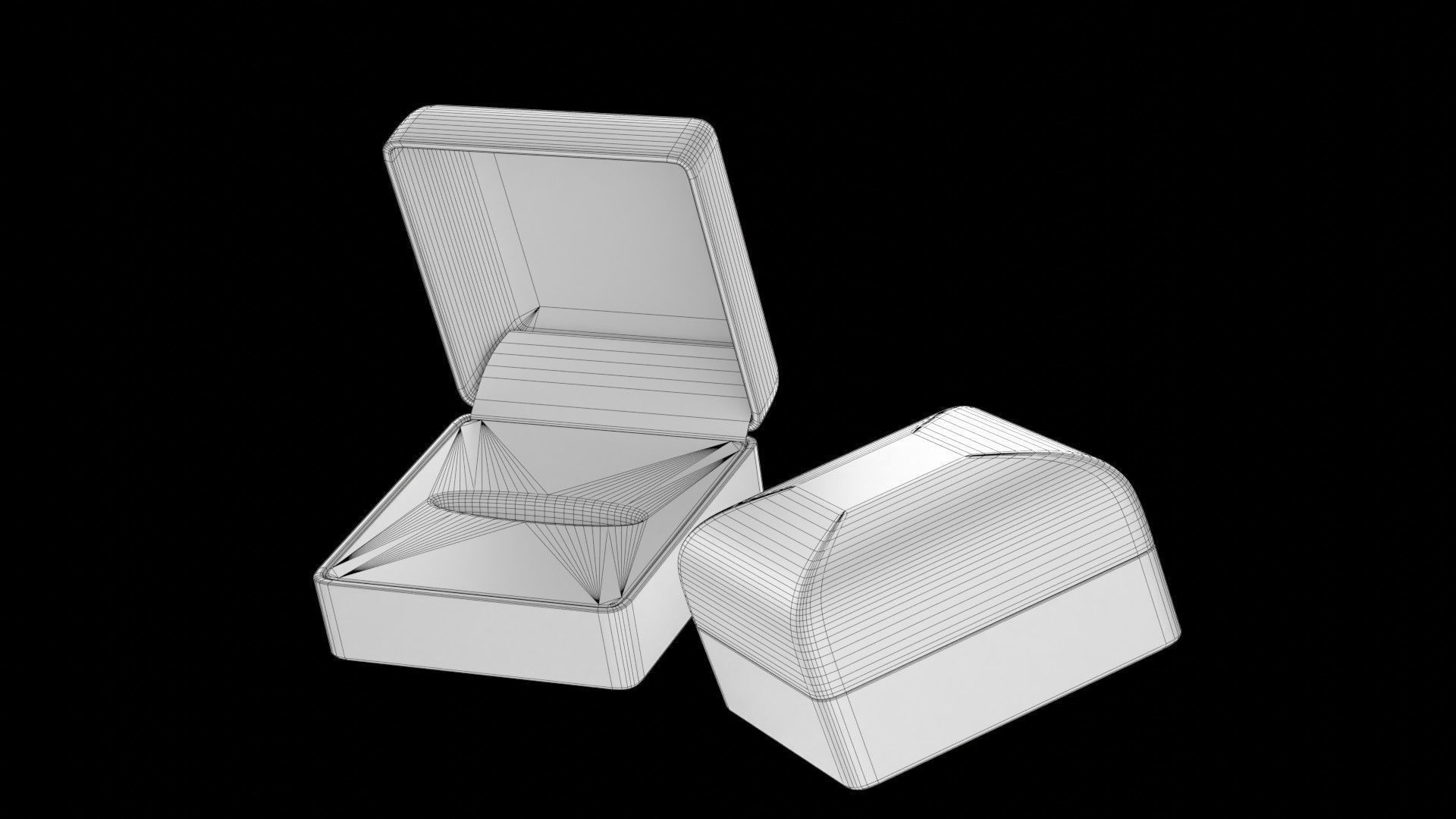 Red Velvet Jewelry Ring Box Open and Closed 3D model_11