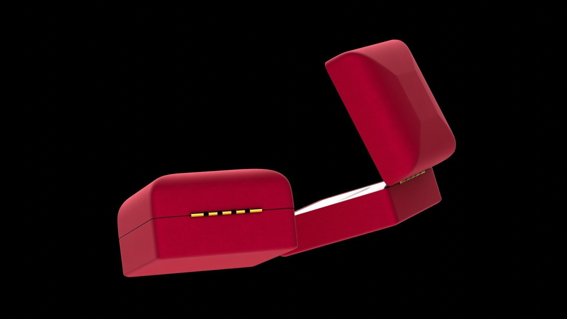 Red Velvet Jewelry Ring Box Open and Closed 3D model_3