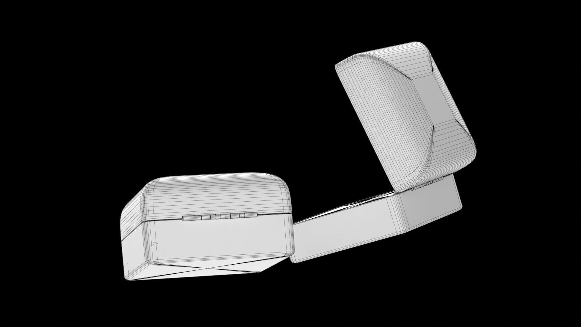 Red Velvet Jewelry Ring Box Open and Closed 3D model_12