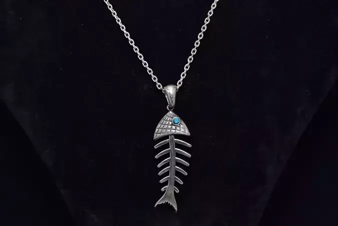 Fishbone fish skeleton pendant