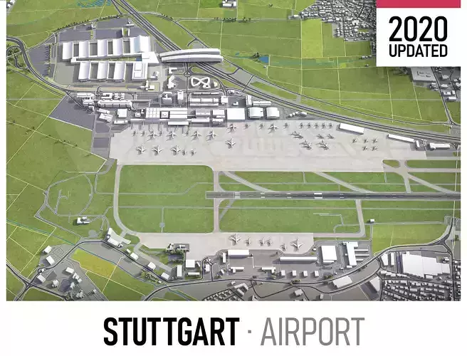 Stuttgart Airport Low-poly 3D model