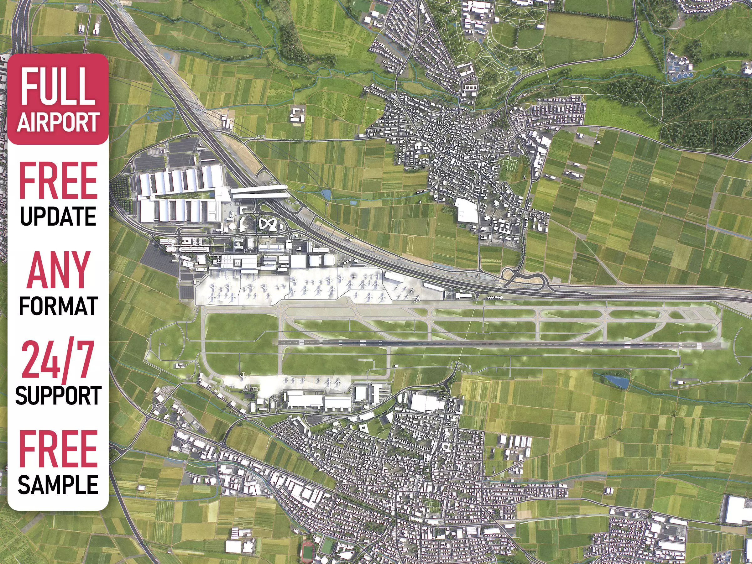 Stuttgart - 3D Airport Model Low-poly 3D model_0