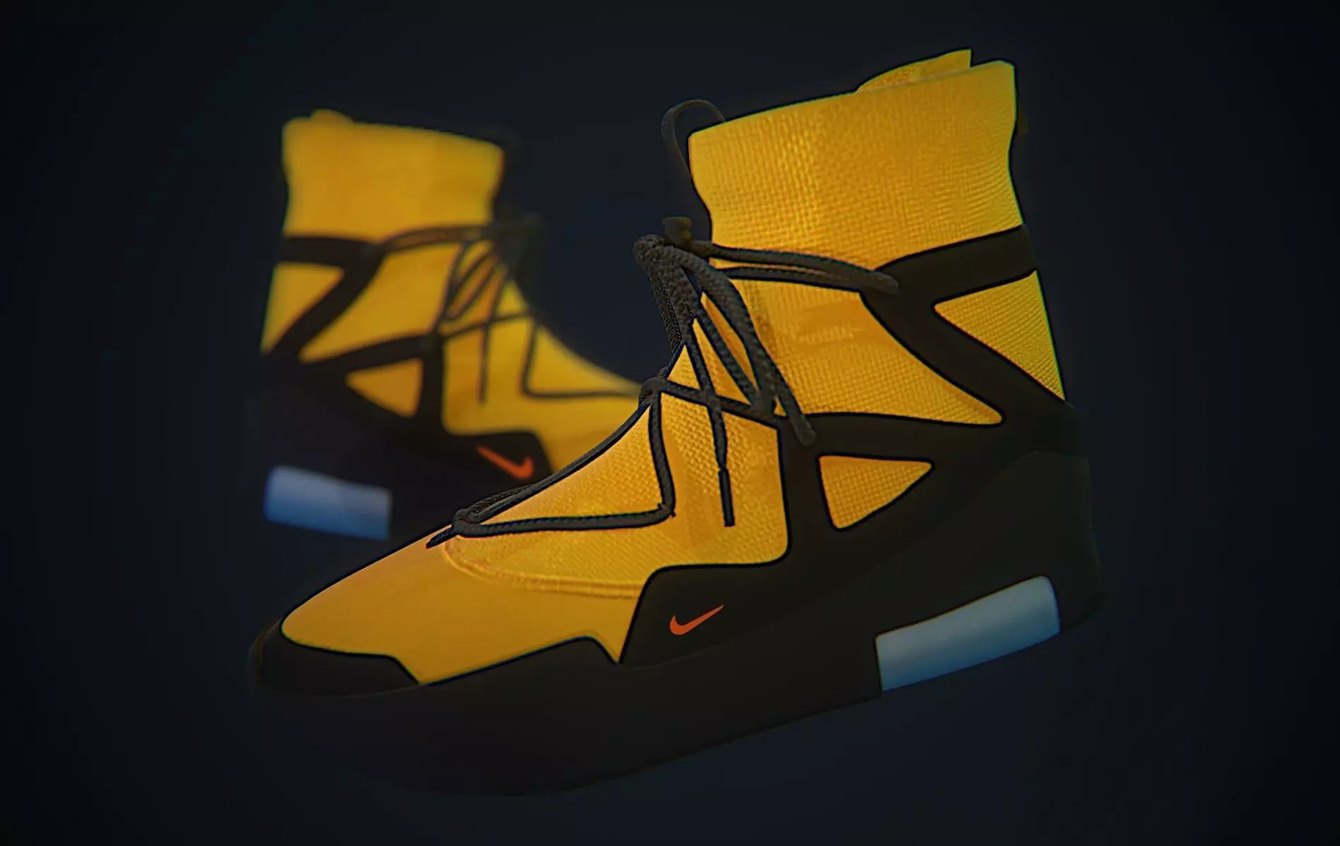 Nike Air Fear of God - Yellow Black Custom Low-poly 3D model