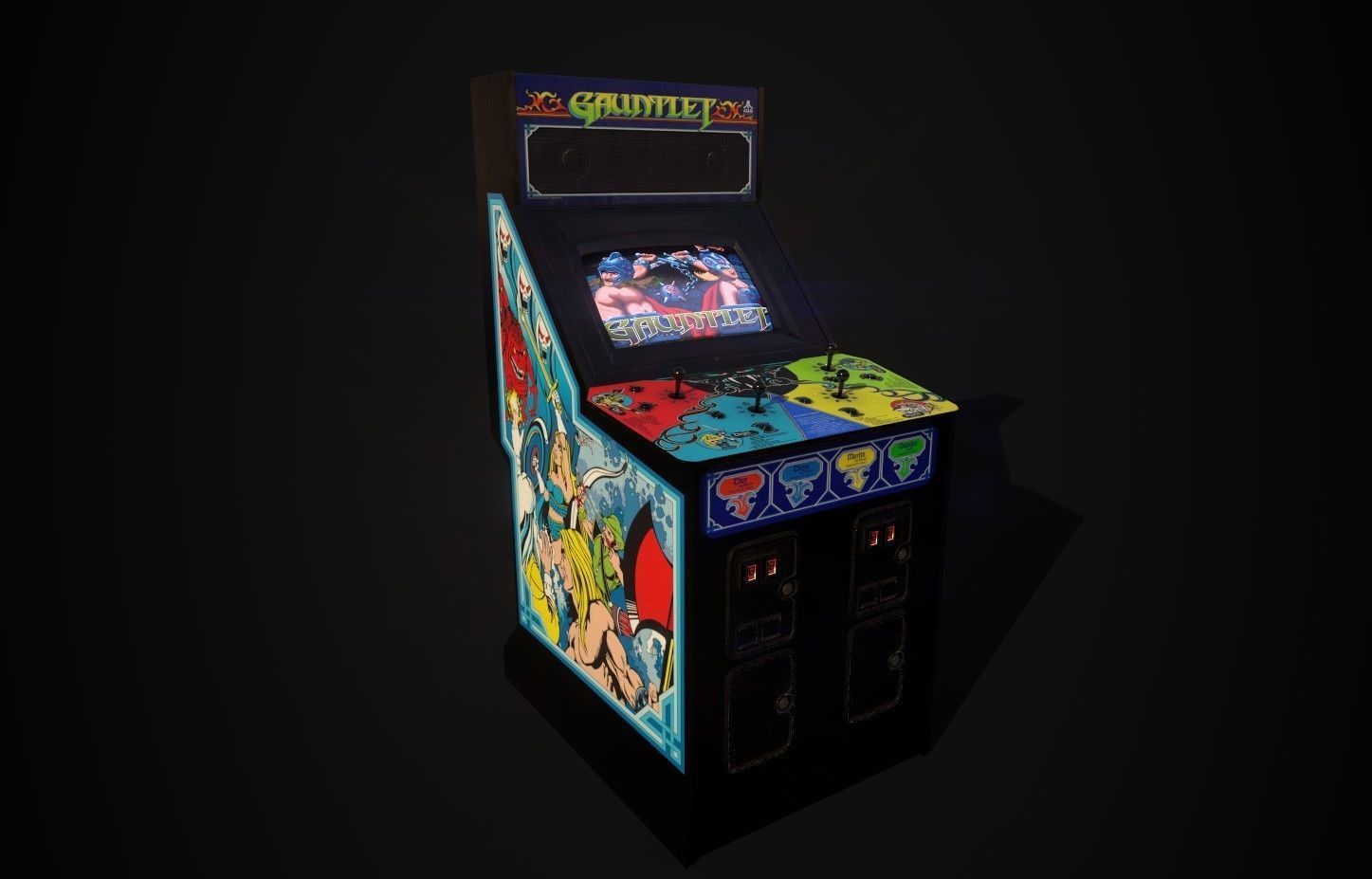 Gauntlet arcade machine Low-poly 3D model_3