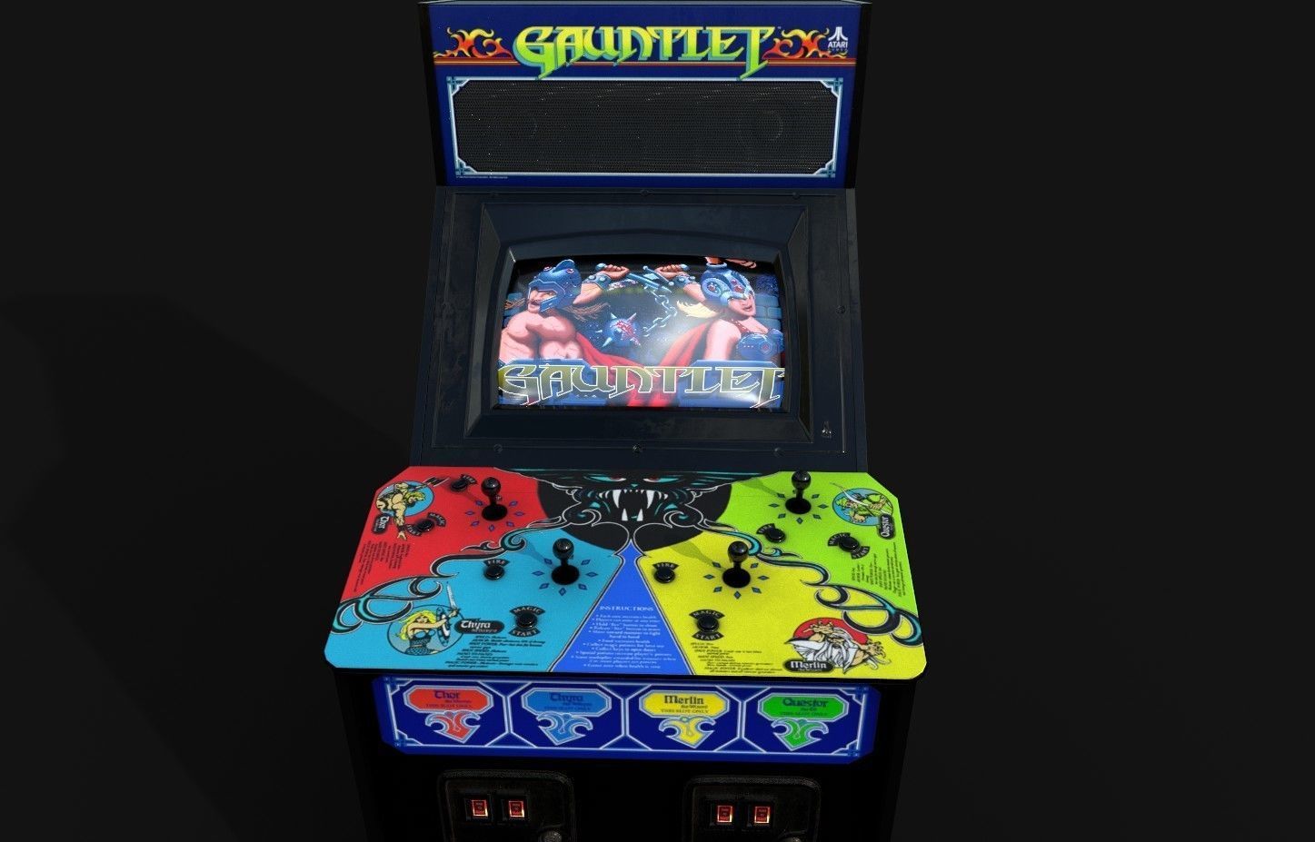 Gauntlet arcade machine Low-poly 3D model_2
