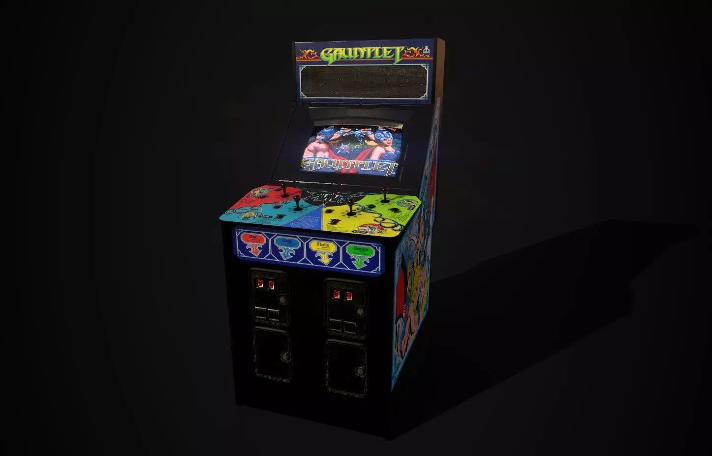 Gauntlet arcade machine Low-poly 3D model_0