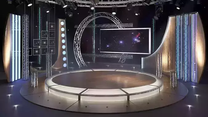 Virtual TV Studio Chat Set 23 3D model