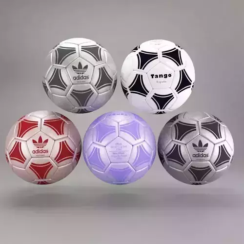 5 types Football Ball Adidas premium Low-poly 3D model