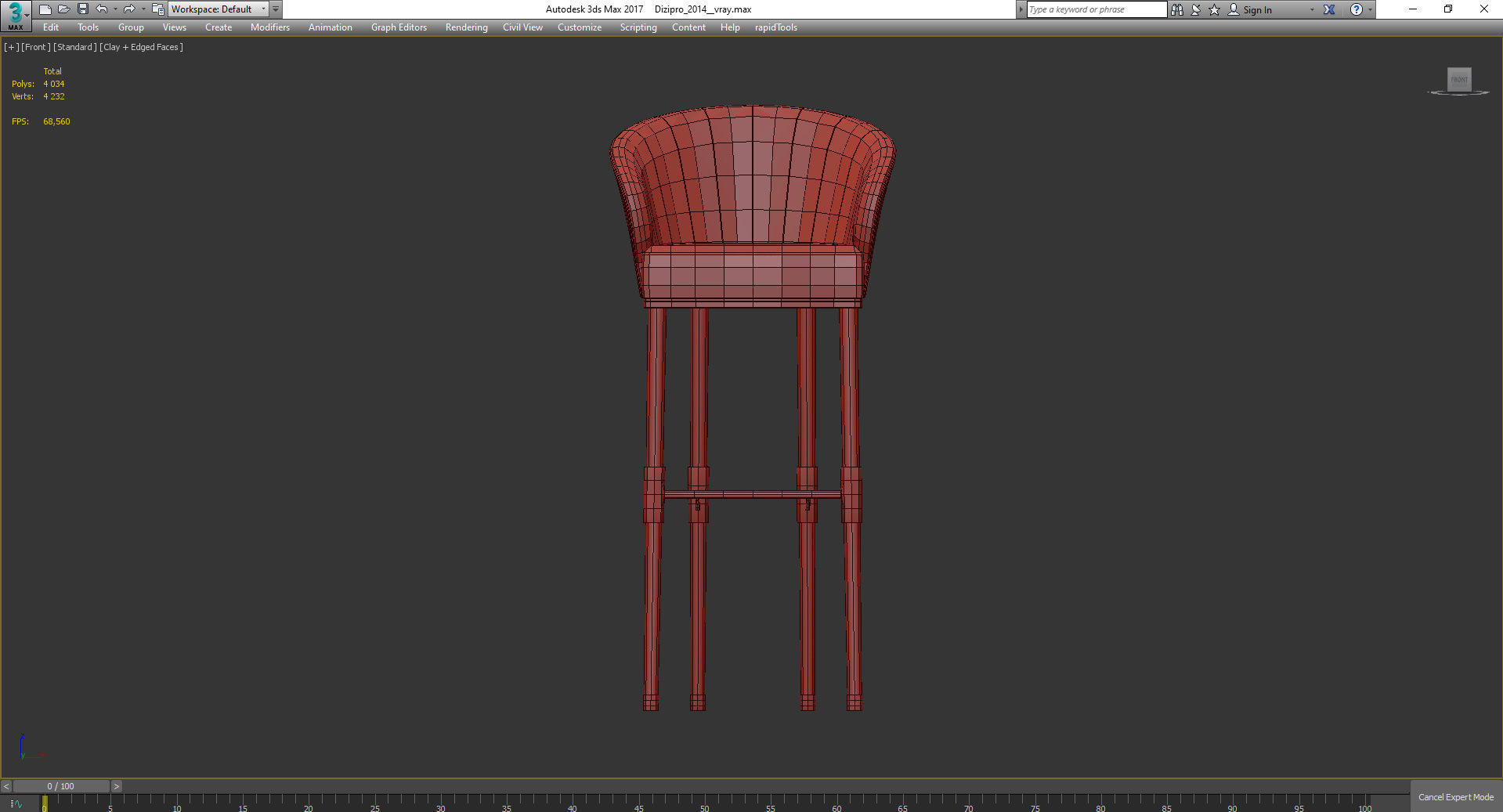 ELLIS BAR STOOL 3d model Low-poly 3D model_3