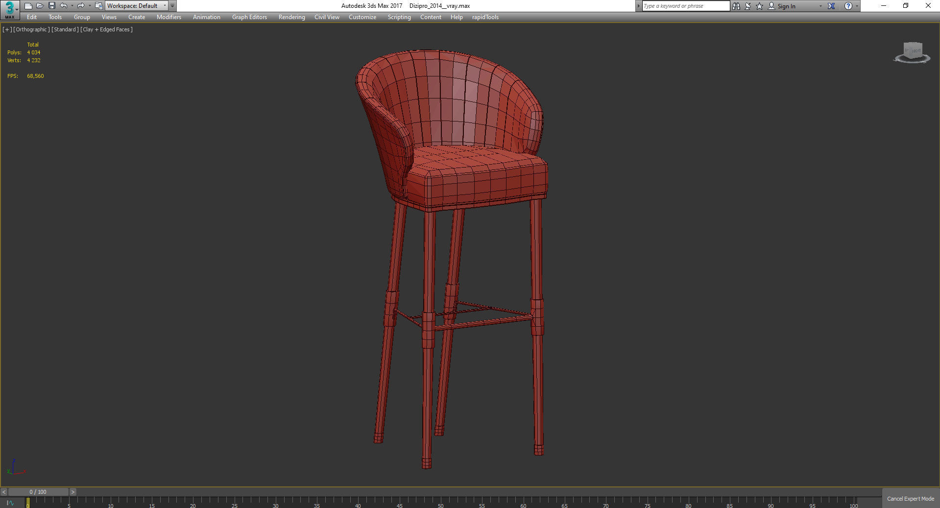 ELLIS BAR STOOL 3d model Low-poly 3D model_2