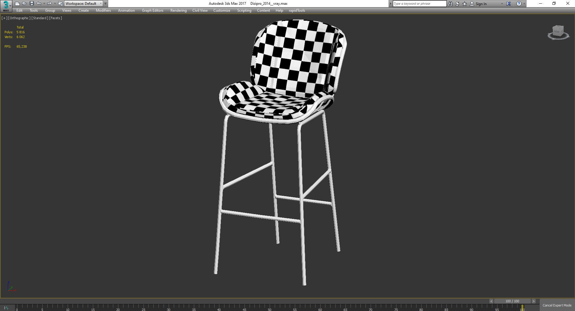 SKIN BAR STOOL 3d model Low-poly 3D model_2
