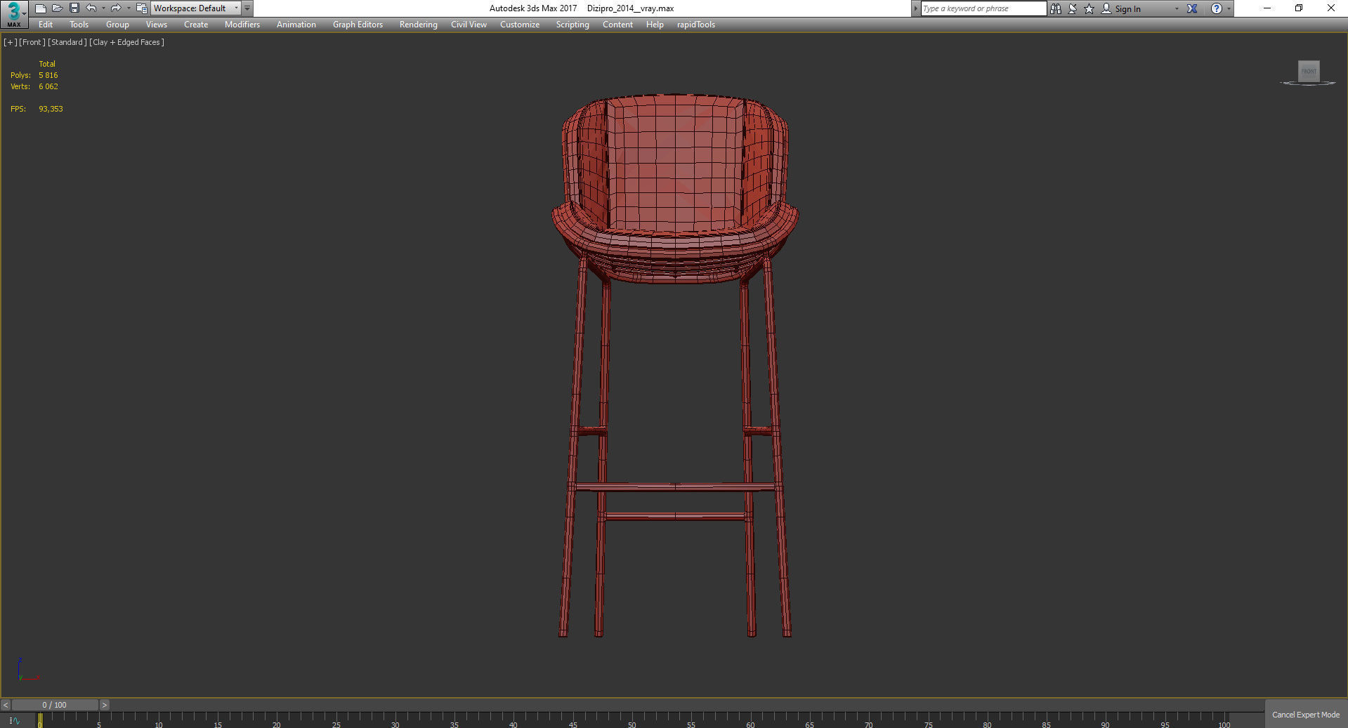 SKIN BAR STOOL 3d model Low-poly 3D model_3