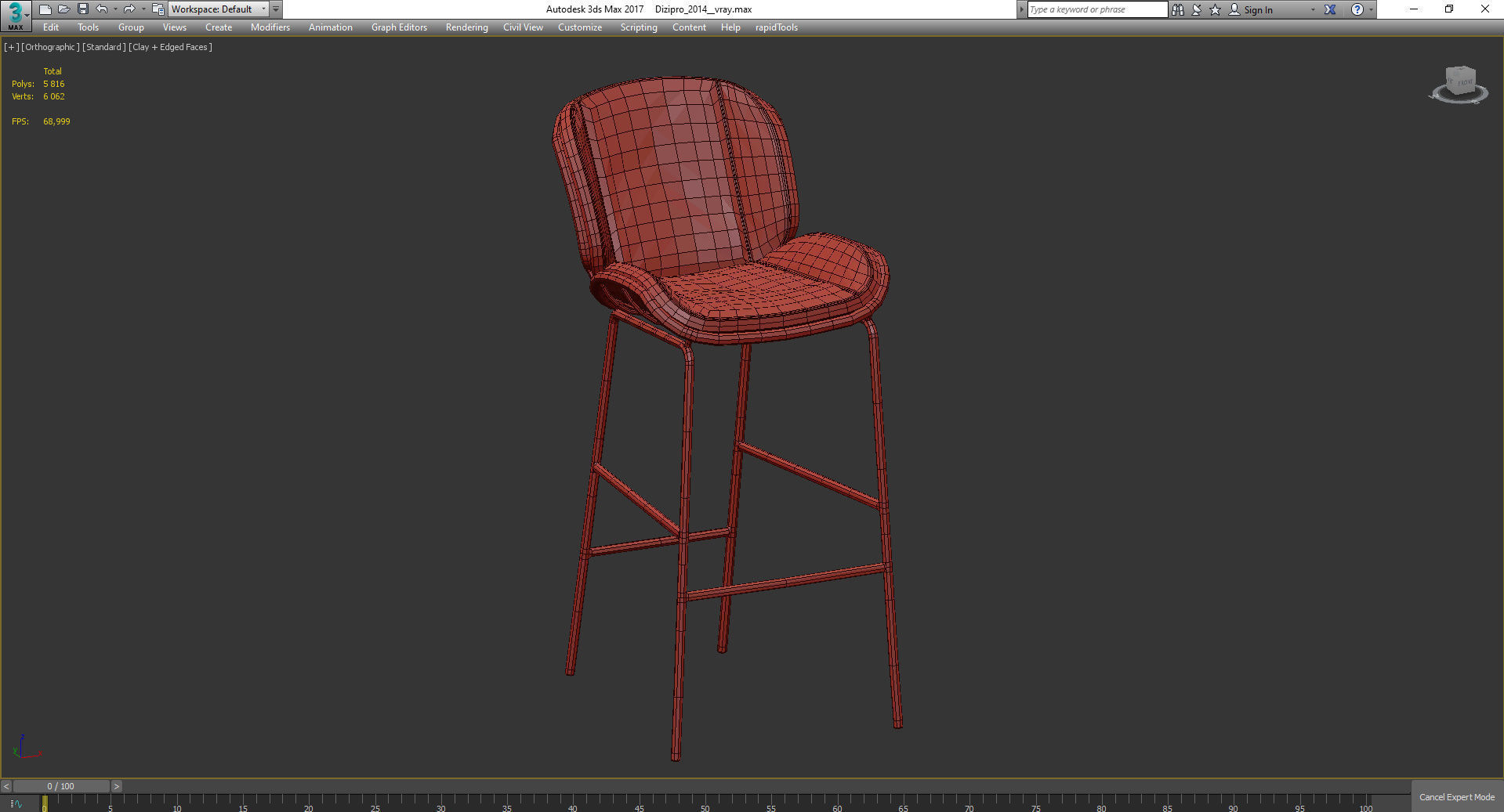 SKIN BAR STOOL 3d model Low-poly 3D model_4