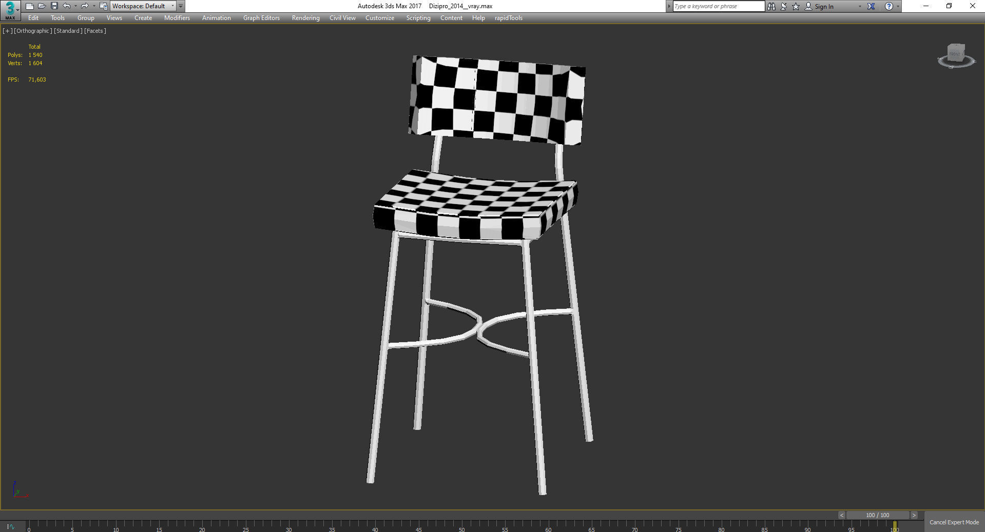 MARLEN BAR STOOL 3d model Low-poly 3D model_2