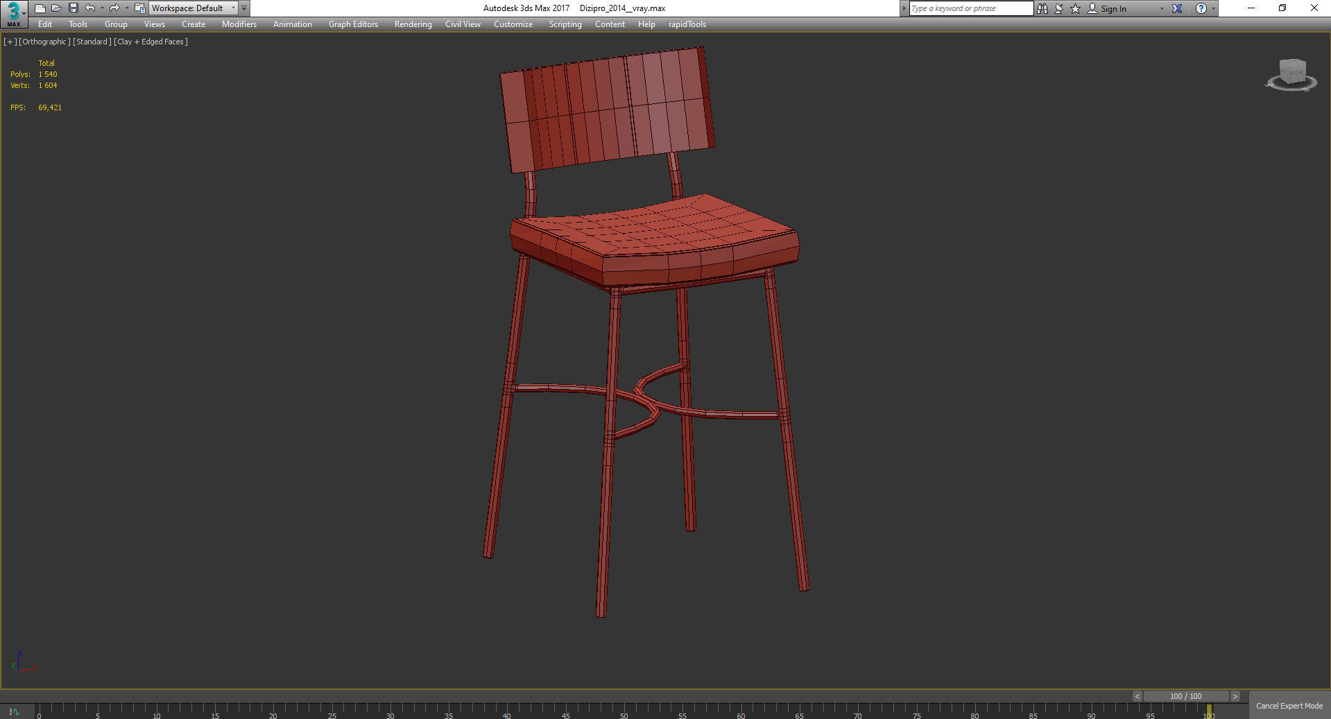 MARLEN BAR STOOL 3d model Low-poly 3D model_4