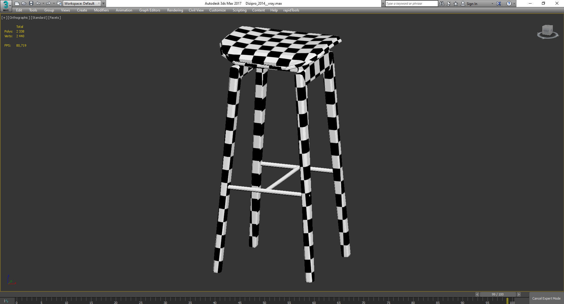 NY11 BAR STOOL 3d model Low-poly 3D model_2
